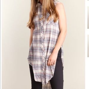 Blue Plaid Hi-Lo Tunic